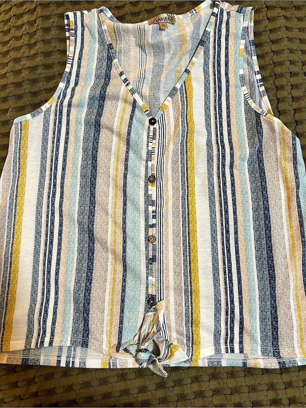 MIXIT Women's Striped Tank Top in Blue & Yellow